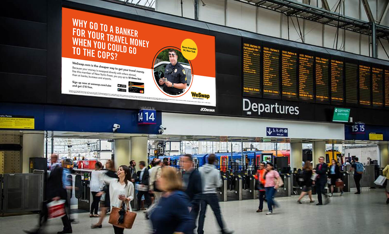 WeSwap ads on display in train station