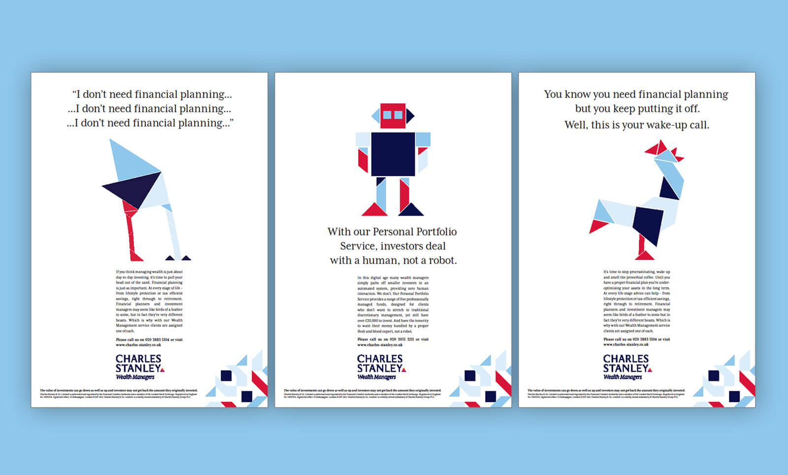 Three example page ads for Charles Stanley