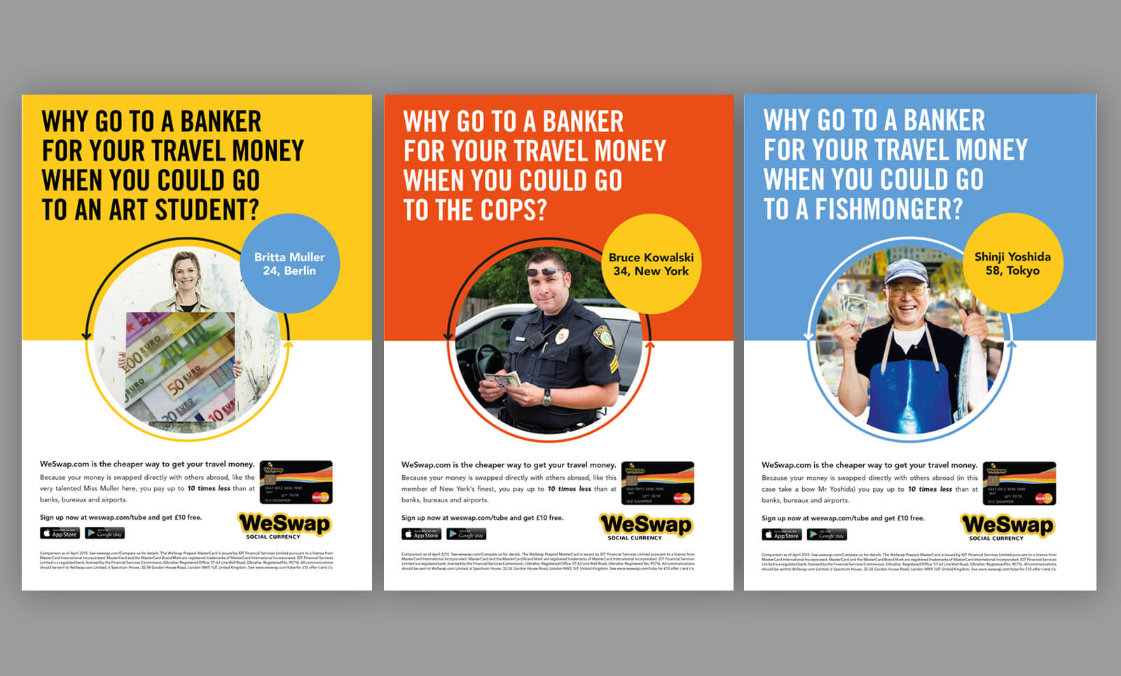 Three example WeSwap ads