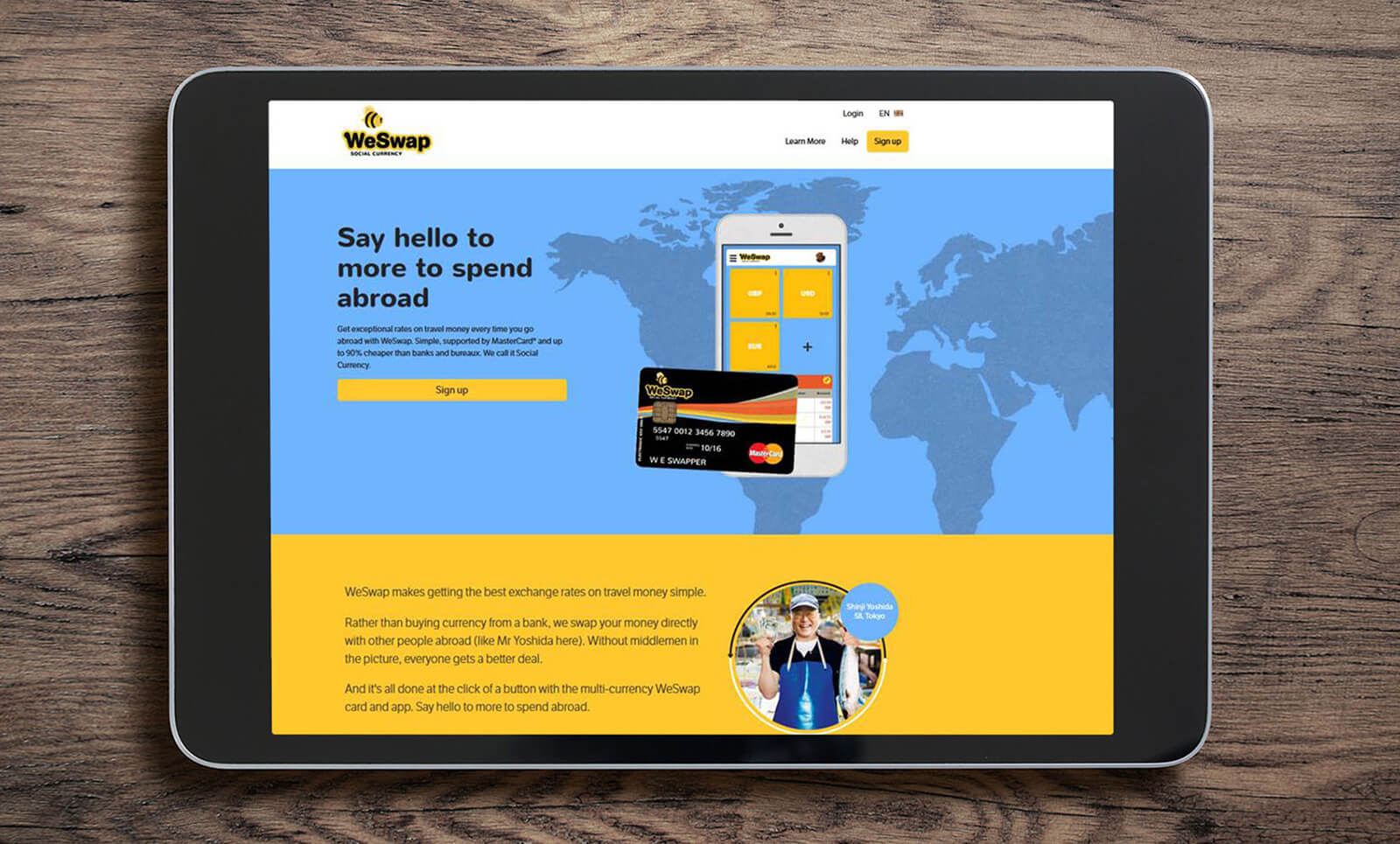 Tablet showing WeSwap ad