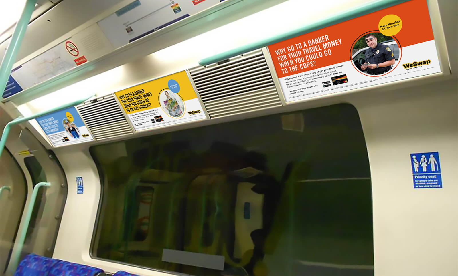 WeSwap ad on display on a London Underground train