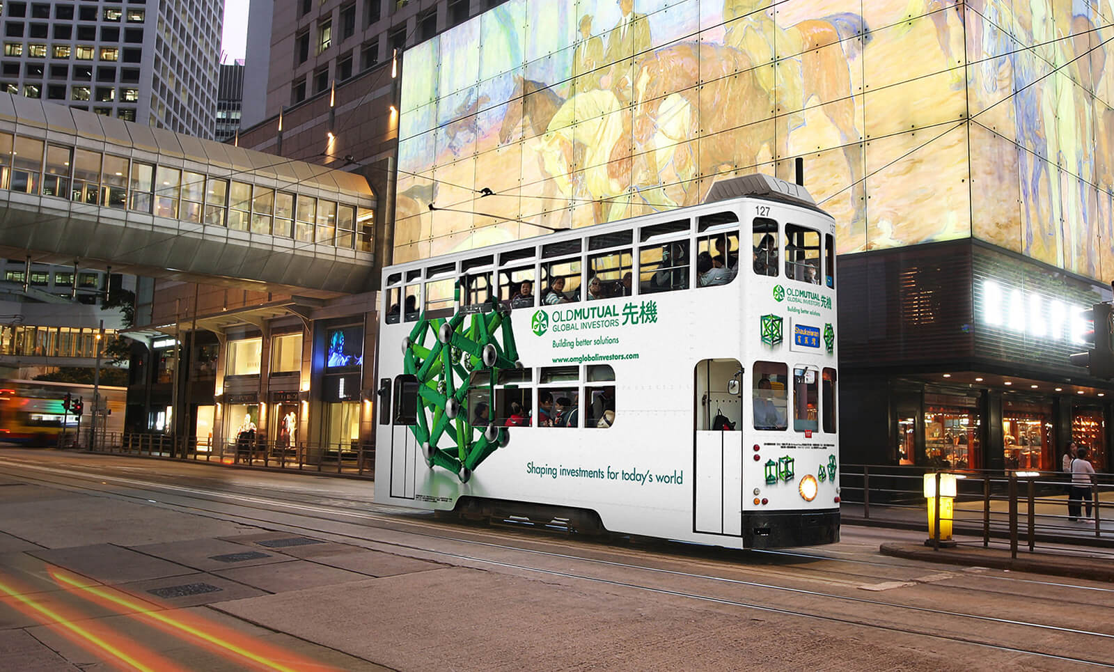 Old Mutual ad on side of a tram