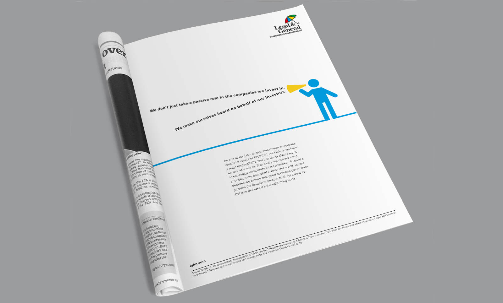 Magazine showing Legal & General ad in-situ